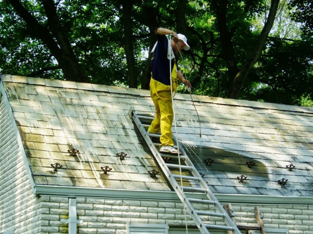 <strong>Westbury NY</strong> - Power Washing Applying Caltex Roof
