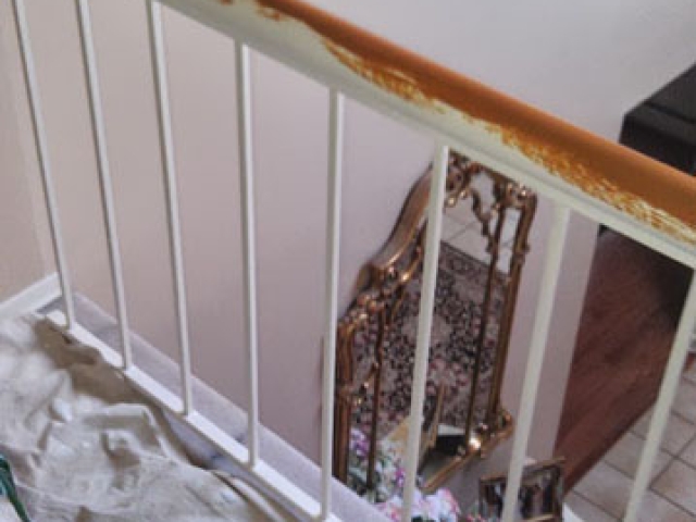 Syosset NY - Special Effects Interior Metal Stairway Railing Starting Wood Grain