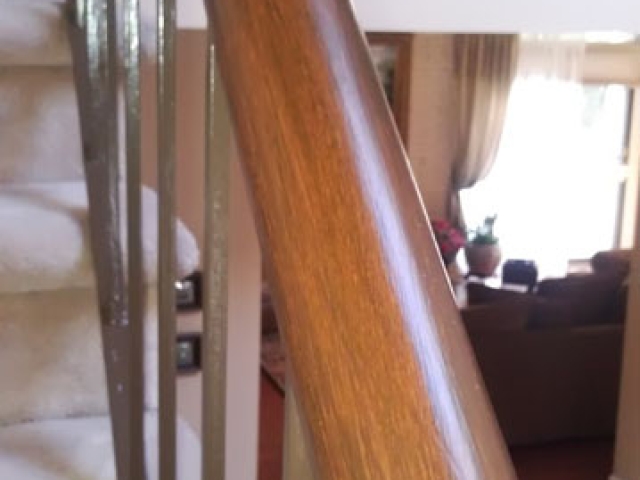 Syosset NY - Special Effects Interior Metal Stairway Railing Finished Wood Grain